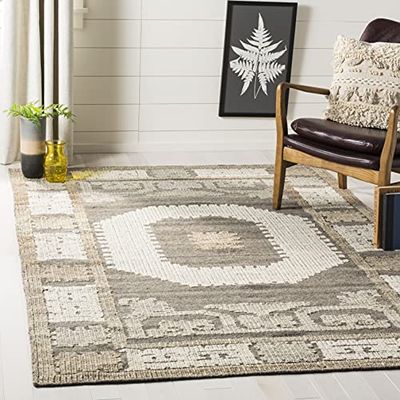 Rechthoekig tapijt, Marokkaans geïnspireerd, handgeknoopt, collectie Kenya, KNY313, in ivoor/bruin, 244 x 305 cm voor woonkamer, slaapkamer of elke andere ruimte van SAFAVIEH.