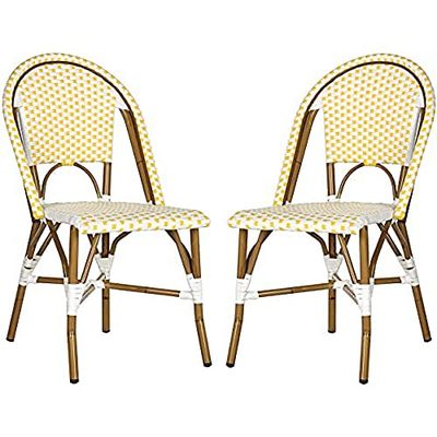 Safavieh Viktoria Bistro Stoel (2 stuks), wilgen, geel/wit, 54 x 45 x 87,88 cm