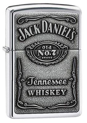 Zippo 1310011 Jack Daniel's Label Chrome tändare, Högpolerad krom