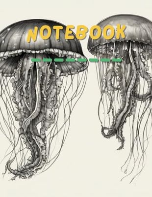 Jellyfish vintage sketch Notebook: A sealife design book for school, collega, office and work