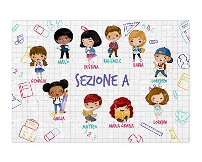 Puzzle ricordo dell’anno scolastico, con i componenti della classe personalizzato con nomi e classe, regalo per la maestra, ricordo per gli alunni
