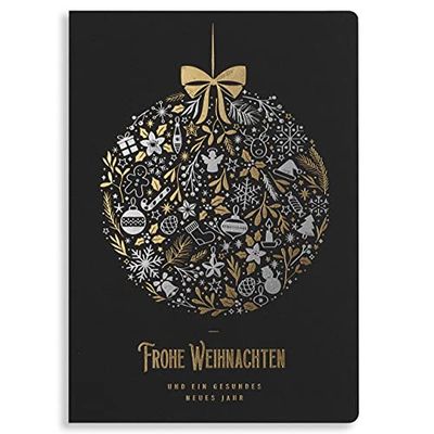 Art Nuvo – Exclusive Christmas Cards No. 47 – Set of 10 Same Cards, 120 x 170 mm, Gold Plated and Embossed Christmas Motifs – Made from Jewellery Paper and Colourful Paper with Inserts and Around
