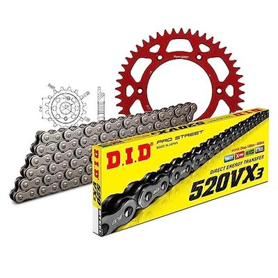 Kettingset DID Alu 520VX3 / 110 clipslot rood voor Honda XR R 650 cc Bj. 2000-2007
