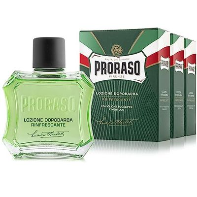 Proraso Lozione Dopobarba Uomo Rinfrescante, 3 x 100ml, Lozione con Olio di Eucalipto e Mentolo da applicare dopo la rasatura, Made in Italy