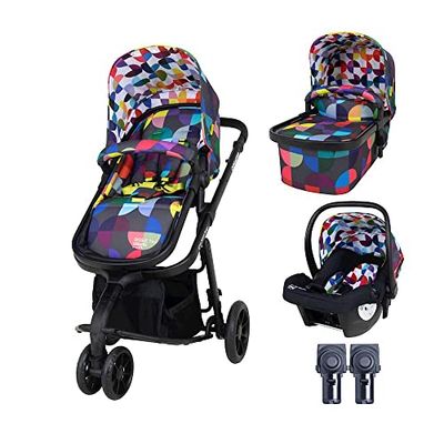 Cosatto Giggle Système de voyage 3 en 1, de la naissance à 18 kg, landau, poussette, nacelle et siège auto 0+, léger, compact et facile à plier, comprend une housse de pluie gratuite (kaléidoscope)