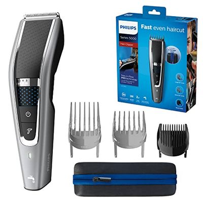 Philips Hairclipper series 5000 Afspoelbare tondeuse HC5650/15 Trim-n-Flow PRO-technologie, 28 lengtestanden, (0,5–28 mm), 90 min. draadloos gebruik/1 uur opladen, 100% afspoelbaar (Model HC5650/15)