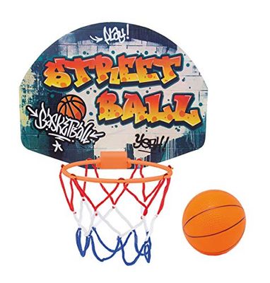 Simba 107406024 Basketbalset, met houder voor de deur, plank: 27,5 x 21 cm, mand met net 15 cm, bal D: 8,6 cm