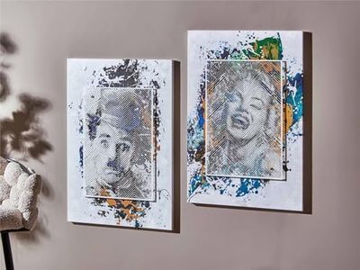 LIENZO IMPR. RETRATO EN VELADURA MARILYN Y CH.CHAPLIN 50% OLEO 60X90CMS. S/2 60x3x90 cms