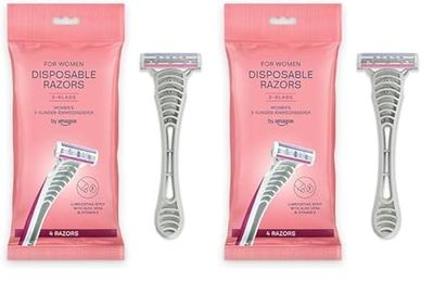 by Amazon Rasoi usa e getta a 3 lame da donna, colore rosa, confezione da 8