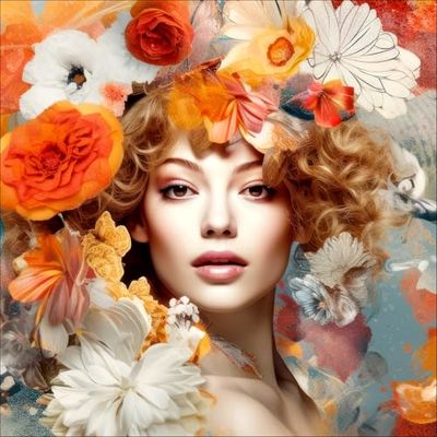 Pro-Art Quadro in vetro Flowers On Her Head, 30 x 30 cm