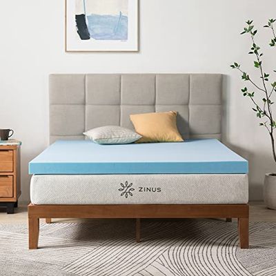 Zinus Matrasbeschermer 80 x 190 cm, hoogte 7,6 cm, matras van traagschuim met koelende gel, matrastopper, Oeko-Tex gecertificeerd