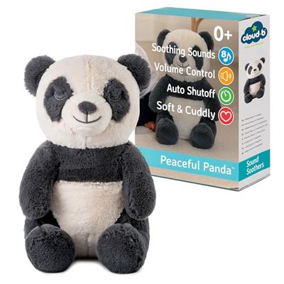 Cloud b Rustgevende geluidsmachine, knuffelig pluche, 4 geluiden en 4 slaapliedjes, automatische uitschakeling, pandabeer