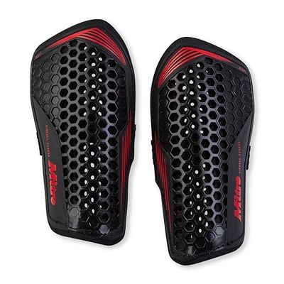 Mitre Aircell Protège-Tibias de Football | Extrêmement Respirants | Protection Contre Les Chocs | Légers, Noir/Rouge, XS