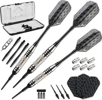 Viper Bobcat Dardos de ponta macia com peso ajustável e estojo de viagem, unissexo adulto, 20-0939-16, banhado a níquel com anéis pretos, 16 gramas (ajustável a 18 and 19 Grams)