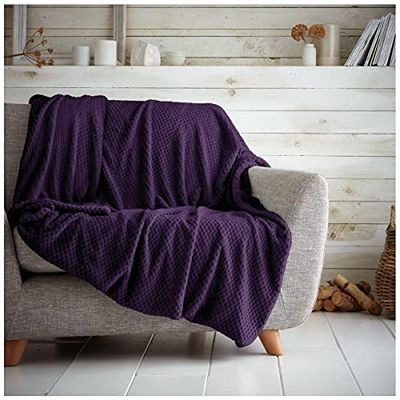 GC GAVENO CAVAILIA Coperte in pile di lusso, calde e accoglienti per divani, coperta soffice per letto, viola, 150 x 200 cm