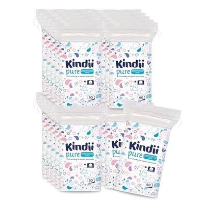Kindii Pure Baby Pads - Gasas Bebe 100% Algodón (20x60) - Cuadrados Algodón para Bebé, Limpieza Facial, Cambio de Pañal - Ultra Suaves, No se deshilachan