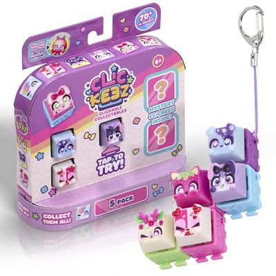 Goliath - CLICKEEZ Multipack - 5 Touches de Clavier Jouet Kawaii à Cliquer - Keycap Transformable en Porte Clés - Effet ASMR - Fidget Toy - 70 Personnages Mignons ou Rares À Collectionner - dès 6 Ans