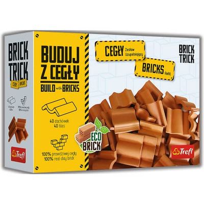 Trefl Brick Trick Bygg med tegelstenar - Kompletteringssats, 100% naturliga tegelstenar, tegelstenar Plattor, 40 bitar, EKO-stenar, återanvändbara tegelstenar