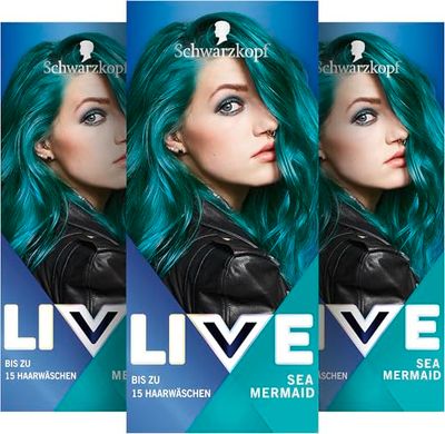 Schwarzkopf LIVE Ultra Brights 097 - Colore semi-permanente per capelli sirena (3 x 80 ml), colorante per colori intensi o pastello, dura 12-15 lavaggi, con balsamo per la cura