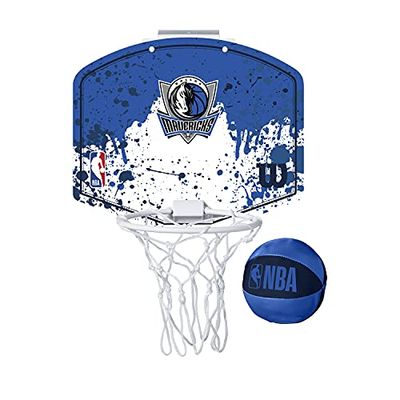 Wilson Minicanestro da Basket NBA TEAM MINI HOOP, Plastica, Bianco/Blu (Dallas Mavericks)