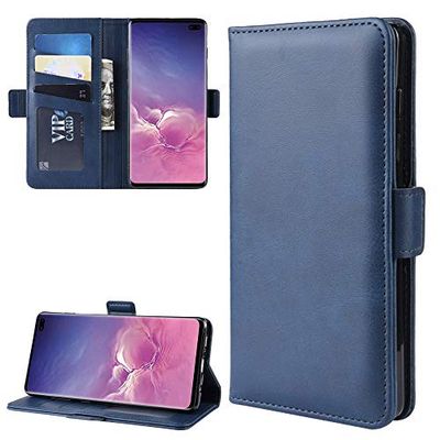 Carcasa de telefono Estuche Horizontal de Cuero con Hebilla magnética de Doble Lado for Galaxy S10 Plus, con Soporte y Ranuras for Tarjetas y Billetera y Marco de Fotos (Amarillo)