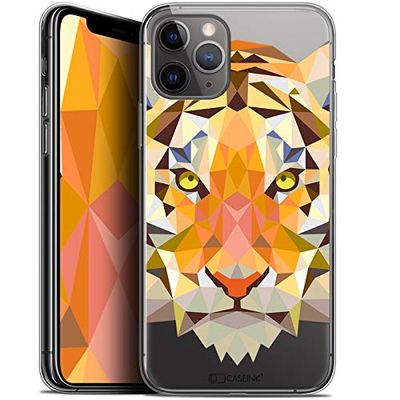 Caseink Beschermhoes voor Apple iPhone 11 Pro (5,8 inch), HD gel, bedrukt in Frankrijk, Polygon serie Animal – zacht – ultradunne tijger
