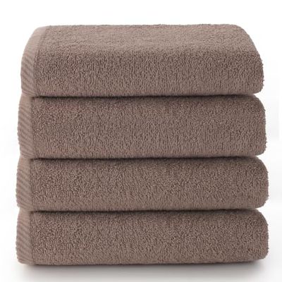 Top Towel - Plus - Serviettes de Bain - 4 Serviettes de Visage ou Bidet - 30 x 50 cm - 100% Coton - Vison
