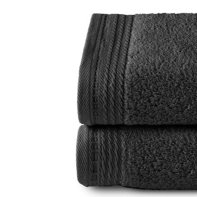 Top Towel - Premium - Grandes Serviettes de Bain - Serviettes de Bain - 2 essuie-Mains - 50 x 100 cm - 100% Coton - 600 grammes - Noir