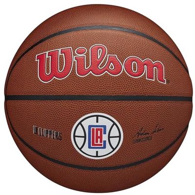 Wilson Pallone da Basket NBA TEAM COMPOSITE BSKT, Utilizzo Indoor/Outdoor, Pelle Composita, Misura 7, Marrone (Los Angeles Clippers)