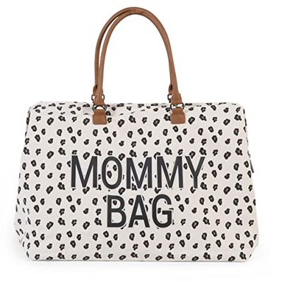 CHILDHOME, mammaväska, skötväska, moderskap, resväska, stor kapacitet, skötmatta, justerbar axelrem, fack, isolerad ficka, resväska, Leopard