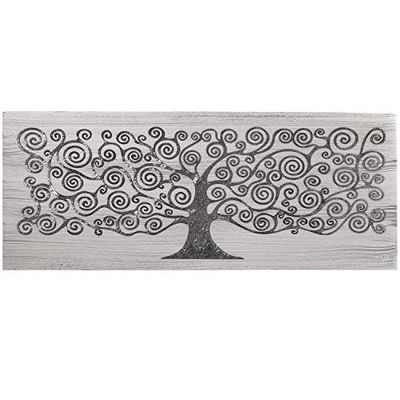 Cuadro Rectangular de Madera DM con un árbol en Plata 150 x 60 x 3.5 cm