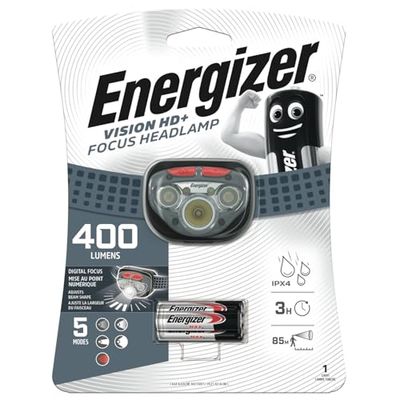 Energizer 7638900412802 Vision HD + Focus, farol com 3 x AAA pilhas incluídas, 300 lúmens, cor cinzenta