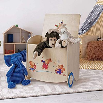 Dida - Les Musiciens, Pouf de Rangement Multifonction en Bois pour Enfants: Boîte à Jouets et Coffre, Idéal pour Chambres d'Enfants, Crèches et Écoles Maternelles