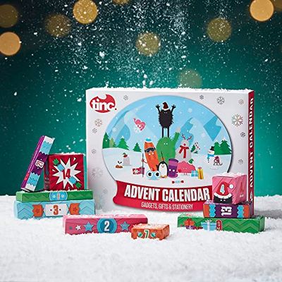 Tinc Advent Kids Christmas Countdown Advent Calendar, Children's Stationery Stocking Fillers, Puzzles, 24 Doors Boxes, White