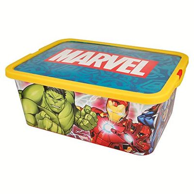 KP Pharma Marvel Avengers Kids Storage Boxes 13L – BPA-Free Plastic, Lightweight & Stackable with Click Lock Lid – Toy Storage Box for Boys – Keeps Kids Rooms Tidy, 39 x 29 x 15 cm (Medium)