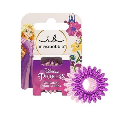 invisibobble Kids Disney Rapunzel Set of 3, Pink & Purple - Spiral Hair Scrunchies Girls - Hair Scrunchies without Pull for Perfect Hold