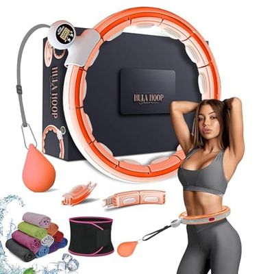 Cerchi Hula Smart Weighted Ring Hoops, Hula Circle staccabile Fitness Ring con 360 gradi Auto-Spinning Ball Massage, Ginnastica, Fitness per adulti per perdita di peso (arancione)