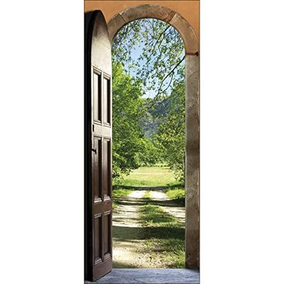 Plage Paseo Campestre Trampantojo de Puerta, Vinilo, Multicolor, 83x204 cm