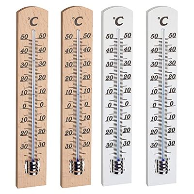 TFA Dostmann Set thermomètre en bois, hêtre, 95.1031, pour mesurer la température intérieure, économiser de l'énergie, brun
