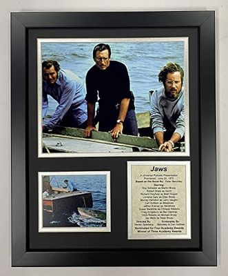 Jaws Filmsamlarobjekt | Inramat foto kollage väggkonst dekor – 30 cm x 15 tum | Legends Never Die