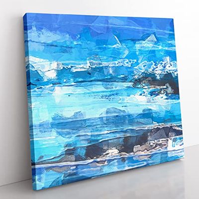 Close Your Eyes in Abstract Modern Canvas Wall Art Print Ready to Hang, Framed Picture for Living Room Bedroom Home Office Décor, 35x35 cm (14x14 Inch)