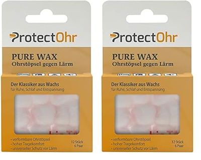 ProtectOhr - Tapones para los oídos Cera pura, paquete de 24 tapones para los oídos, tapones suaves de cera deformable contra el ruido, rosa