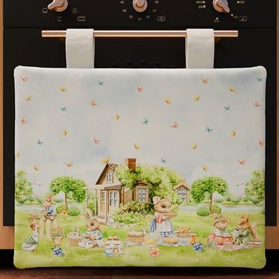 PETTI Artigiani Italiani - Cubrehornos de Pascua 40x50 cm, Cubre Horno Antimanchas Microfibra de Cocina, Decoración Festiva para Hornos, Protección Lavable, 100% Fabricado en Italia