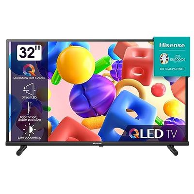 Hisense 32A5KQ 80 cm (32 Inch) QLED TV Full HD, Smart TV, Triple Tuner DVB-T2 / T/C / S2 / S, USB-C, Dual Positioning, Works with Alexa, WiFi, Game Mode, Hotel Mode, Black [2 023]