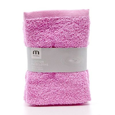 MERIDIANA Super Soft 100% Cotone Familiare Lavabile in lavatrice, Rosa 3 Pacco 30cm X 30cm