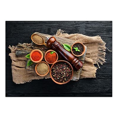 Arterby's® - Premium Poster Quadro Cornice Tela Canvas Dipinto Mood - Illustrazione Poster Spezie Colorate Cucina - Made in Italy - HD Poster (senza cornice) 40x50 cm B001 D005