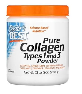 Doctor's Best Colágeno Puro Tipos 1 y 3, Polvo 200g - Suplemento para la Piel y Articulaciones
