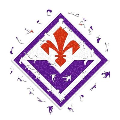 Iconic Puzzles, Fiorentina Logo, Produit Officiel, Puzzle en Bois pour Adultes et Enfants, Bois 100% Durable, Taille M 250 pièces