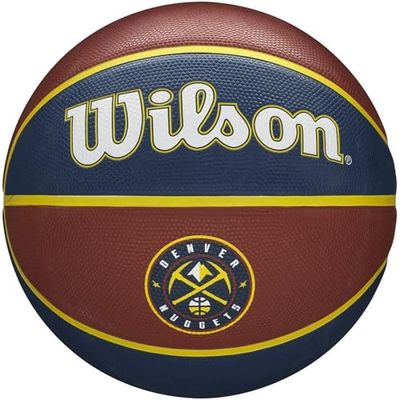 Wilson Mini Pallone da Basket NBA TEAM RETRO BSKT MINI, Utilizzo Outdoor, Gomma, Misura Mini, Bianco/Blu (Brooklyn Nets)
