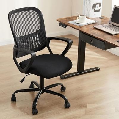 NEWBULIG Computer bureaustoel voor volwassenen, high back mesh rolling draaibare ligstoel met wielen, hoofdsteun, armleuning